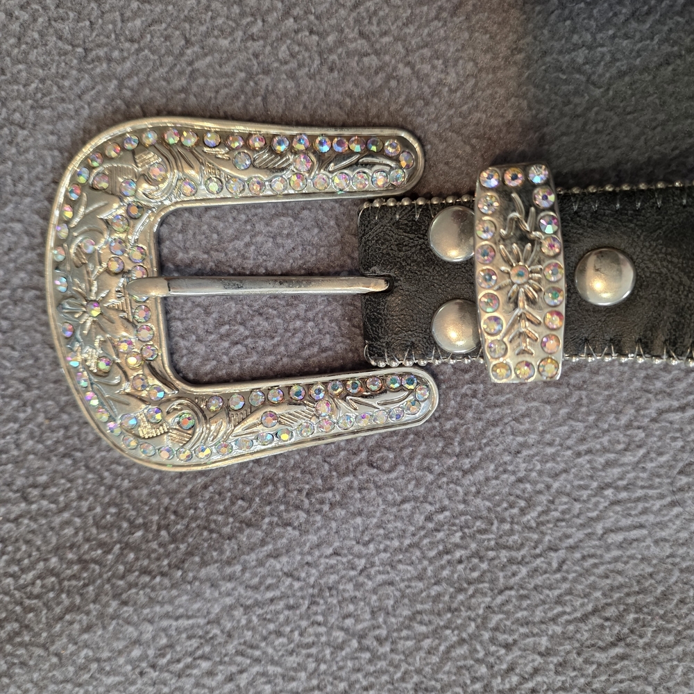 Source Unknown Black Rhinestone Western Buckle Belt - Picture 6 of 6